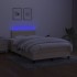 Cama box spring con colchón y LED tela crema 120x200