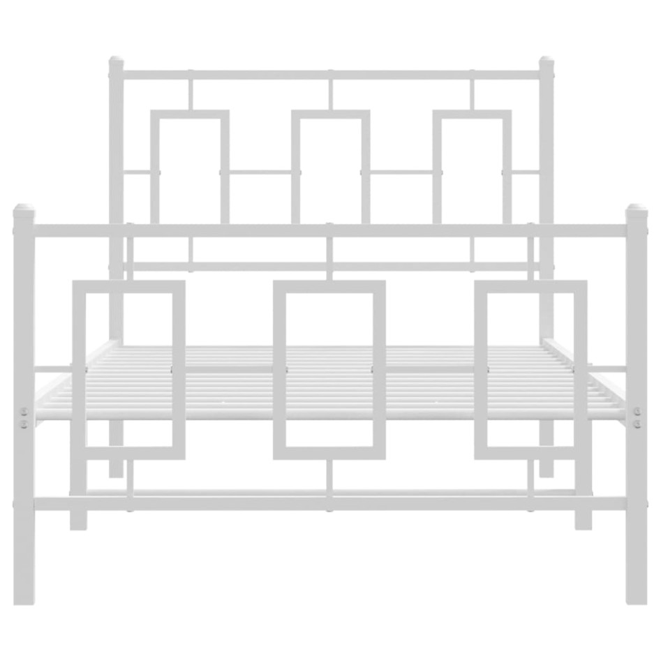 Estructura cama metal con cabecero y pie cama blanca 90x190