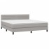 Cama box spring colchón y luces LED tela gris claro 180x200