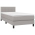 Cama box spring colchón y luces LED tela gris claro 90x200