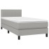 Cama box spring colchón y luces LED tela gris claro 100x200
