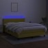 Cama box spring colchón y luces LED tela azul 140x200