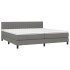 Cama box spring colchón y luces LED tela gris claro 200x200