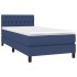 Cama box spring colchón y luces LED tela azul 90x190