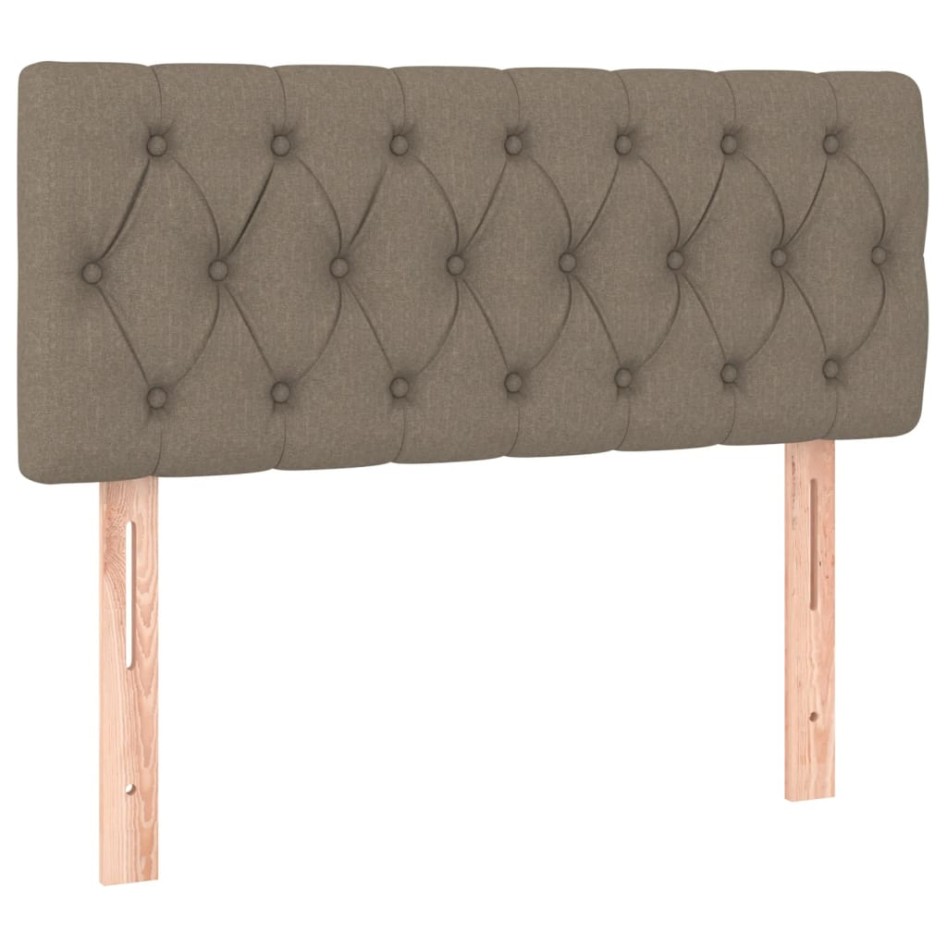 Cama box spring colchón y luces LED tela gris taupe 90x190