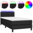 Cama box spring colchón y luces LED tela negro 100x200