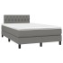 Cama box spring con colchón y LED tela gris oscuro 120x200