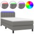 Cama box spring colchón y luces LED tela gris oscuro 90x190