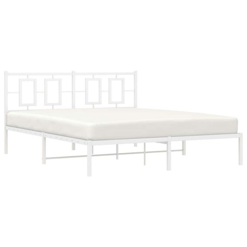 Estructura de cama con cabecero metal blanca 160x200