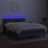 Cama box spring colchón y luces LED tela gris oscuro 140x200