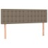 Cama box spring colchón y luces LED tela gris taupe 140x190