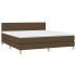 Cama box spring con colchón LED tela marrón oscuro 180x200