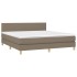 Cama box spring con colchón LED tela gris taupe 160x200