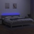 Cama box spring con colchón tela y LED gris claro 200x200