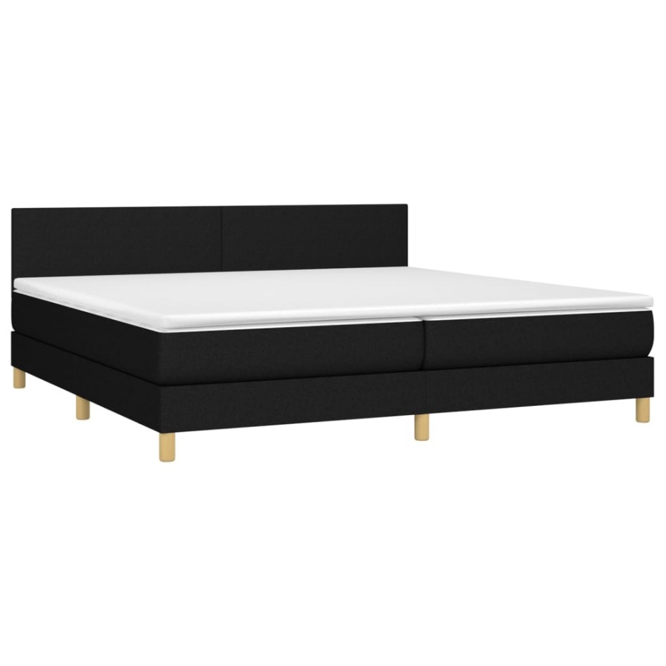 Cama box spring con colchón LED tela negro 200x200