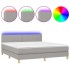 Cama box spring con colchón tela y LED gris claro 180x200