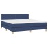 Cama box spring con colchón y LED tela azul 160x200
