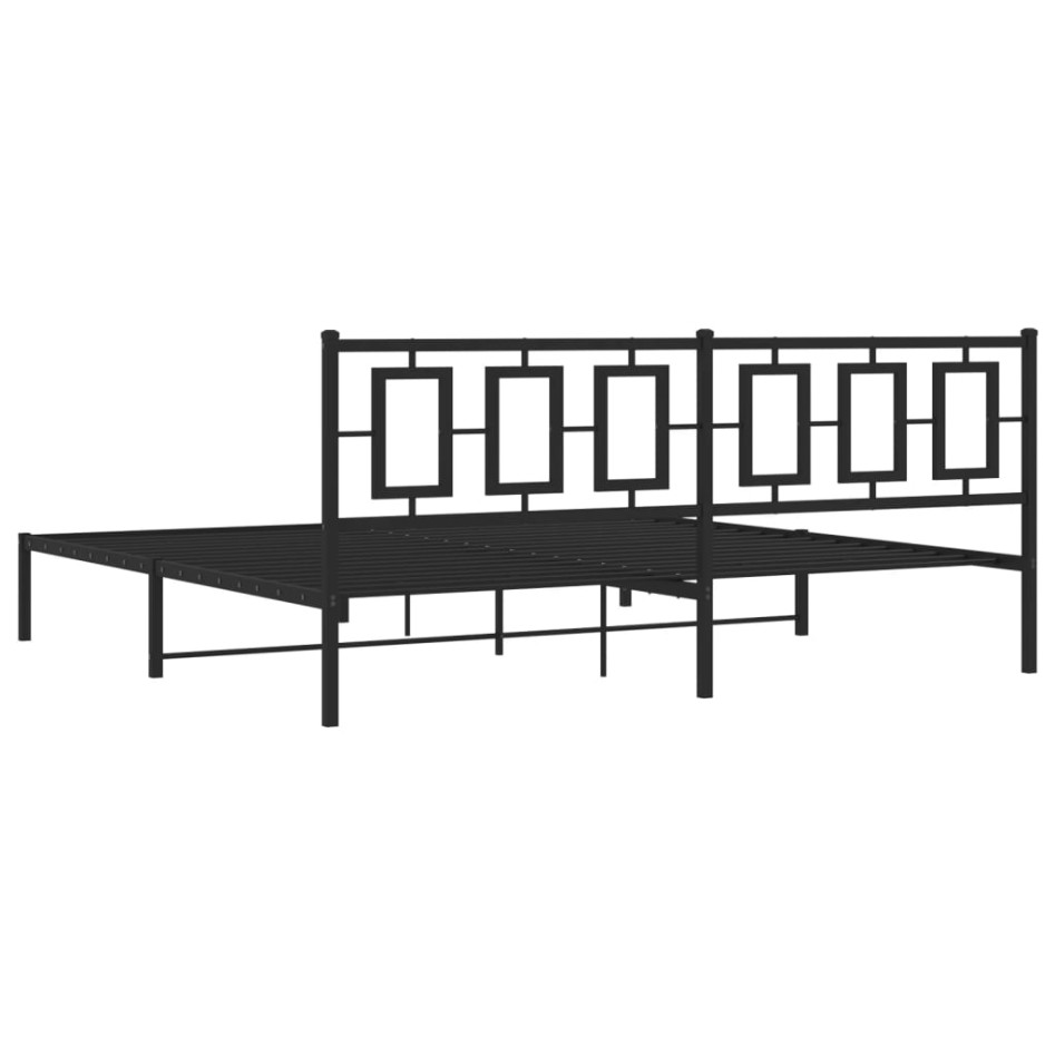 Estructura de cama con cabecero metal negro 193x203