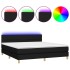 Cama box spring con colchón LED tela negro 180x200