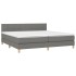 Cama box spring con colchón y LED tela gris oscuro 200x200