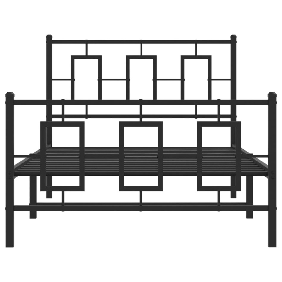 Estructura de cama con cabecero y estribo metal negro