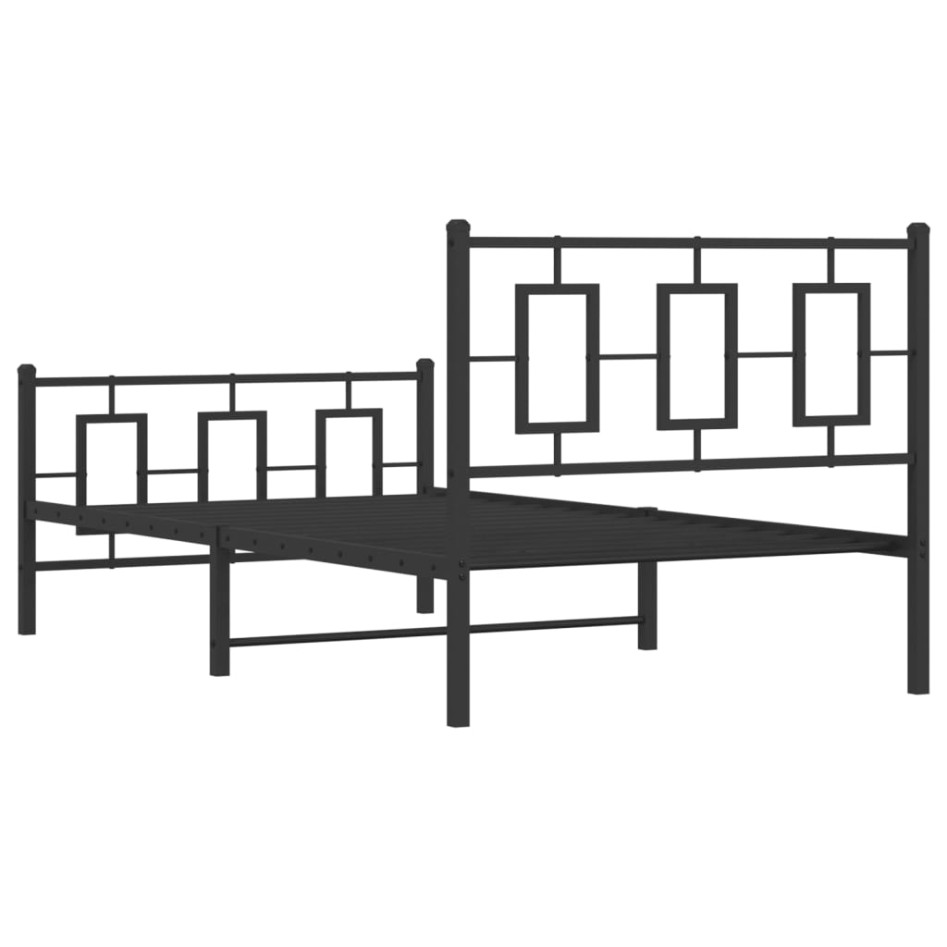 Estructura de cama con cabecero y estribo metal negro
