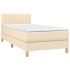 Cama box spring con colchón y LED tela crema 90x200
