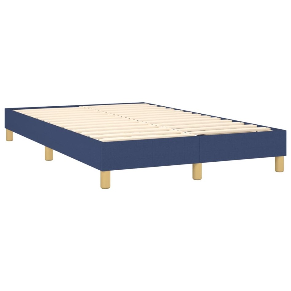 Cama box spring con colchón y LED tela azul 120x200