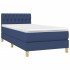 Cama box spring con colchón y LED tela azul 80x200