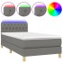 Cama box spring con colchón y LED tela gris oscuro 100x200