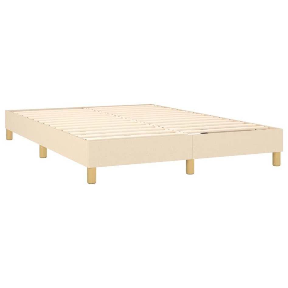 Cama box spring con colchón y LED tela crema 140x200