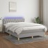 Cama box spring colchón y luces LED tela gris claro 140x200