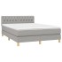Cama box spring colchón y luces LED tela gris claro 140x200