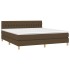 Cama box spring con colchón LED tela marrón oscuro 180x200