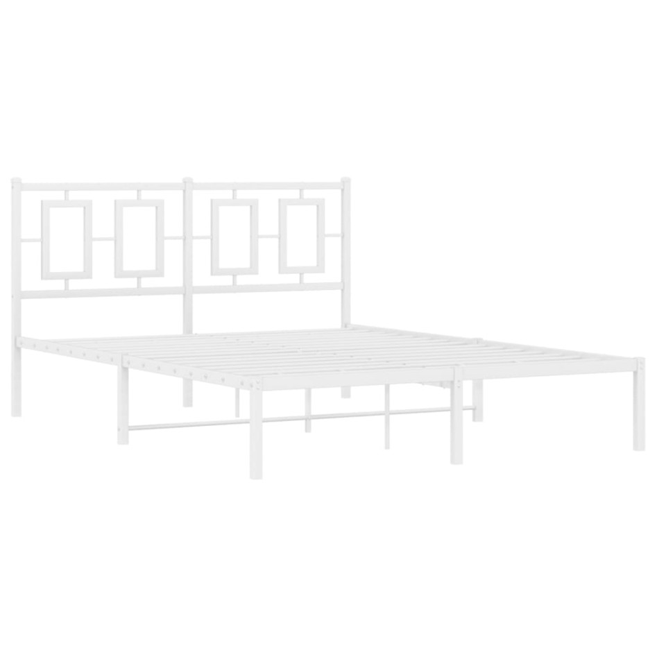 Estructura de cama con cabecero metal blanca 140x200