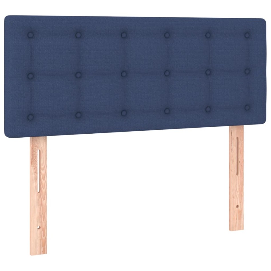 Cama box spring con colchón y LED tela azul 80x200