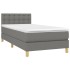 Cama box spring con colchón y LED tela gris oscuro 100x200