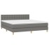 Cama box spring con colchón y LED tela gris oscuro 180x200