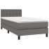 Cama box spring y colchón LED cuero sintético gris 80x200