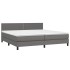 Cama box spring colchón y LED cuero sintético gris 200x200
