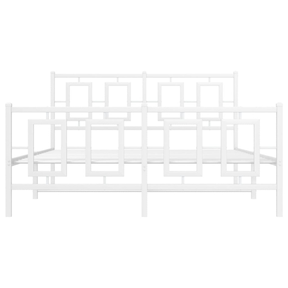 Estructura cama metal con cabecero y estribo blanco 140x200