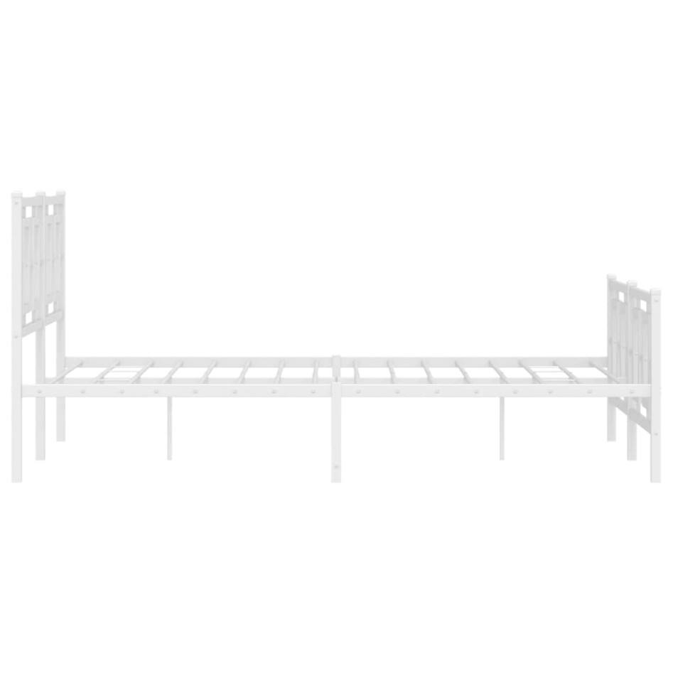 Estructura cama metal con cabecero y estribo blanco 140x200