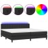 Cama box spring colchón y LED cuero sintético negro 200x200