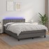Cama box spring colchón y LED cuero sintético gris 140x200
