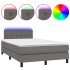 Cama box spring colchón y LED cuero sintético gris 120x200