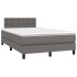 Cama box spring colchón y LED cuero sintético gris 120x200