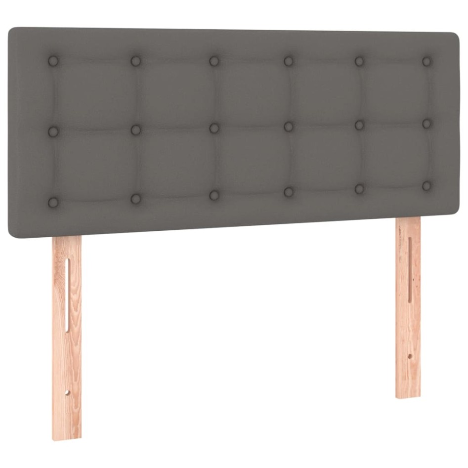 Cama box spring colchón y LED cuero sintético gris 120x200