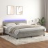 Cama box spring colchón y LED terciopelo gris claro 180x200
