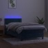 Cama box spring colchón y LED terciopelo azul oscuro 100x200