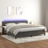 Cama box spring colchón y LED cuero sintético blanco 140x190